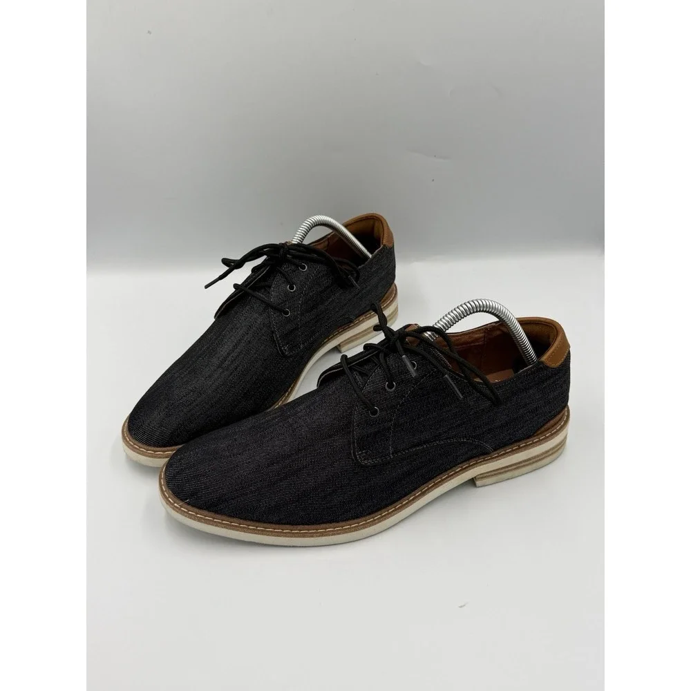 Florsheim Highland Oxford Shoes Men's Size 9M Gray Black Canvas Lace Up Leather